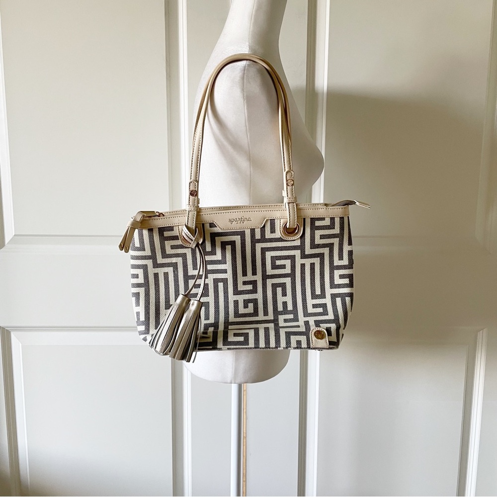 NWOT Spartina 449 Greek Key Island Linen Tote - Picture 15 of 15